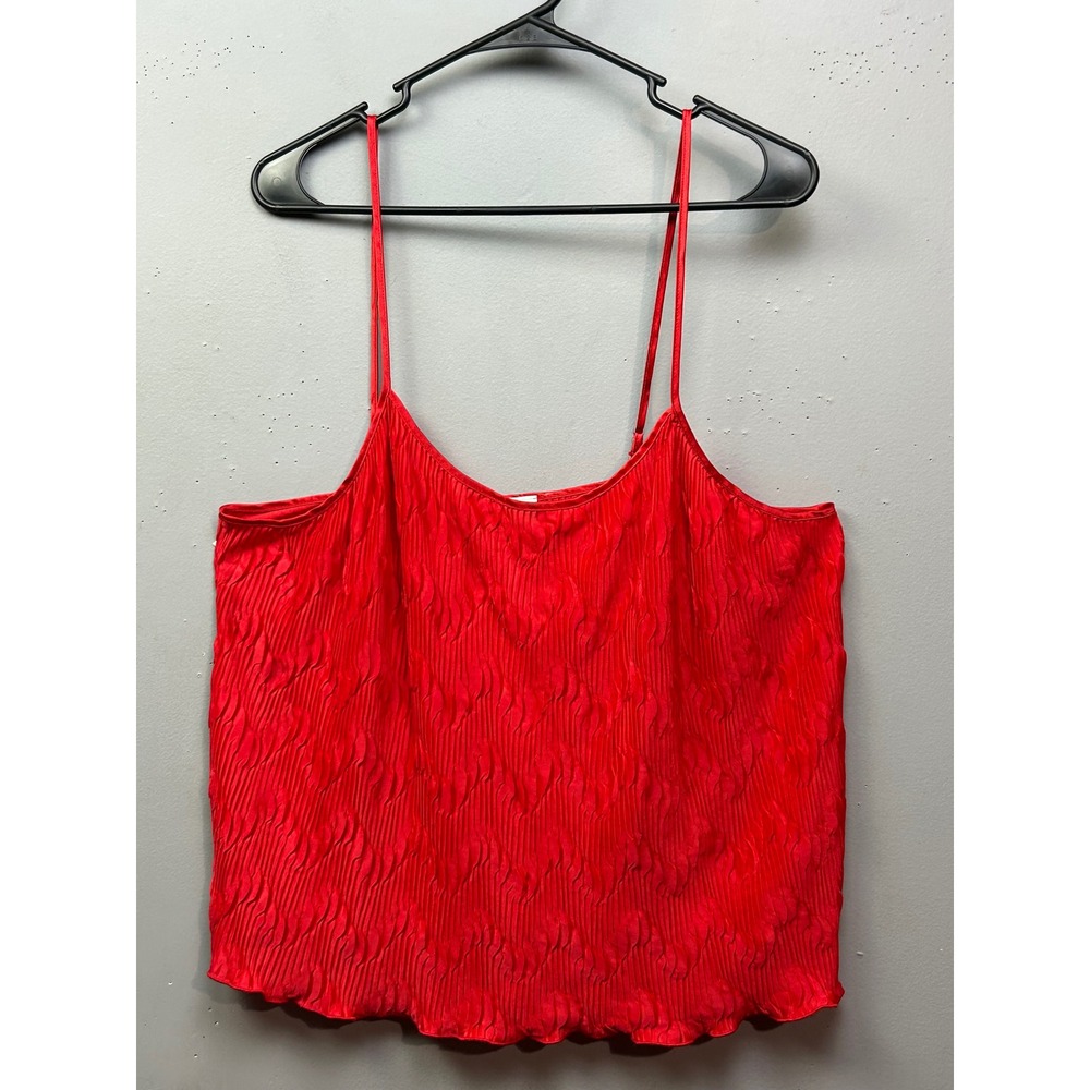 Cinema Etoile Camisole Women Large Red Crinkle Pleated Adjustable Strap Lingerie